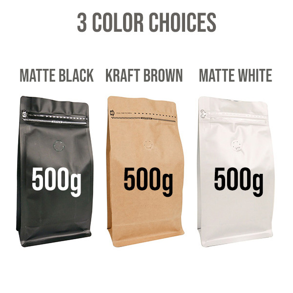 ถุงกาแฟ ซิปข้าง + วาลว์  500g Side Pocket Zipper Coffee Bag with Valve (เลือกสี) - Image 2